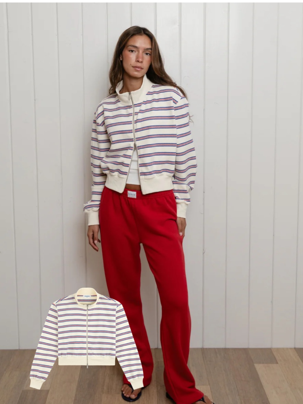 Parke 2026 Coastal Collection Zip-Up Mockneck In “Anchor Stripe”
